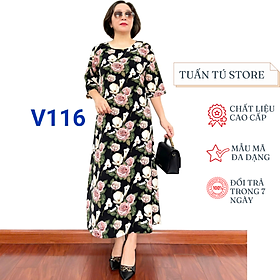Váy Nữ Trung Niên Chất Liệu Lụa Tuyết Thiết Kế Thời Trang Sành Điệu Phù Hợp Cho Mẹ Đi Chơi Đi Tiệc - Tuấn Tú Store 68