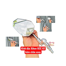 Kính nhôm đúc Xiken H2c V2 Kèm Chân Xoay gắn xe máy