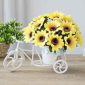Giỏ hoa hướng dương gắn xe đạp trang trí kệ tủ, bàn học