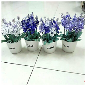Mua Chậu love hoa giả để bàn trang trí lavender - 1 CHẬU
