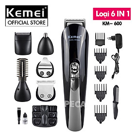 Tông đơ cắt tóc 11in1 đa năng Kemei KM-600 chuyên dụng cắt tóc, cạo râu, tỉa lông mũi, chân viền, tỉa ria mép, chân mày, chải tóc