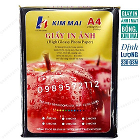 Giấy in ảnh 1 mặt bóng kim mai A4.Định lượng 230gsm