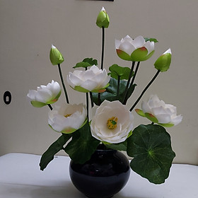 Hoa lụa Bình hoa sen hàng cao cấp trang trí nội thất sang trọng