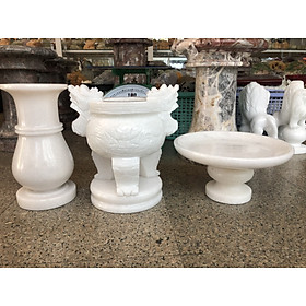 Mua Bộ đồ thờ cúng đá cẩm thạch trắng size 30cm