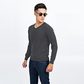 Áo len nam dài tay cổ tim màu ghi đậm NOVELTY 180561I