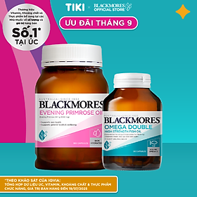 Combo Tinh Dầu Hoa Anh Thảo Hỗ Trợ Cân Bằng Nội Tiết Tố Blackmores Evening Primrose Oil Lọ 190 Viên và Viên Uống Dầu Cá Bổ Sung Omega Hỗ Trợ Cho Tim, Mắt và Da Blackmores Double Omega High Strength Lọ 90 Viên