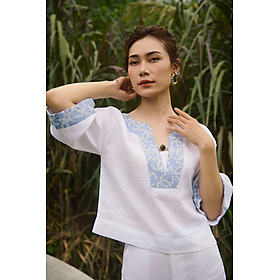 Áo Linen Thêu Thảo TOP233 thời trang thiết kế Hity