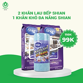 COMBO 2 Khăn lau bếp hương sả Shian 45 tờ và 1 Khăn lau đa năng Shian 50 tờ