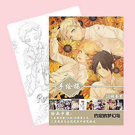 Tranh tô màu Miền Đất Hứa The Promised Neverland tập bản thảo phác họa anime manga