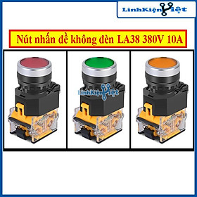 Nút Nhấn Đề Nhả Không Đèn LA38 380V 10A 2 Tiếp Điểm 1 Mở - 1 Đóng