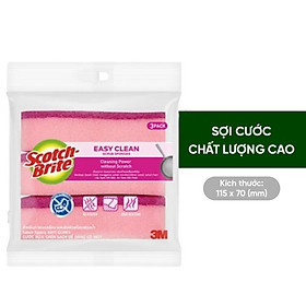 Miếng rửa chén có mút không trầy xước hình sóng màu hồng 115x70mm Scotch-Brite 3M, 1 miếng/gói