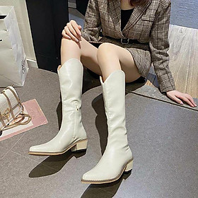 Bốt | boots nữ cổ cao dáng cao bồi miệng ống xẻ hack dài chân trẻ trung cá tính