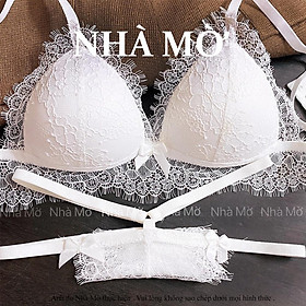 Set bra ren trắng nữ NHÀ MỜ đồ lót thiết kế không gọng có mút đủ size