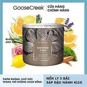 Mua Nến ly 3 bấc sáp đậu nành Goose Creek (411g) - Burlwood & Oak