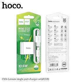 Mua Củ sạc  bộ sạc nhanh 10.5W Hoco C106 5V/2.1A tương thích với nhiều dòng máy  dây dài 1m hàng chính hãng