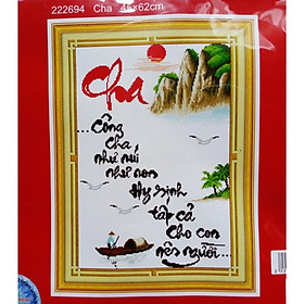 TRANH THÊU CHỮ THẬP CÔNG CHA NHƯ NÚI THÁI SƠN 45x62CM - TỰ THÊU