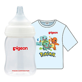 Combo Pigeon: Bình Sữa PP Plus 160ml + Áo Thun Pokemon - Xanh (Size Nhỏ)