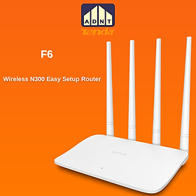 Thiết bị phát wifi không dây 4 râu chuẩn 300Mbps kích sóng repeater Wireless Router F6 Tenda hàng chính hãng