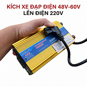Kích điện xe đạp điện 48V 60V lên 220V – sẵn giắc xe Chạy quạt, đèn khi mất điện