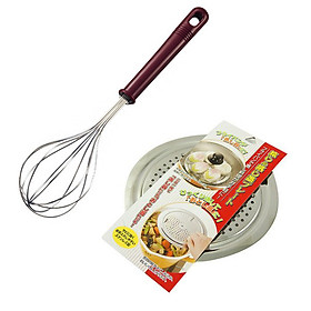 Combo Dụng cụ đánh trứng inox 26cm + Giá hấp inox nội địa Nhật Bản