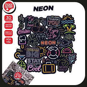 Neon - Set 30 sticker decal hình dán nón bảo hiểm, laptop, xe máy, ô tô - STICKER FACTORY