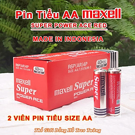 Pin tiểu Maxell AA. Cặp 2 Viên Supper Power ACE Red – Indonesia Vỏ Nhôm 1.5V