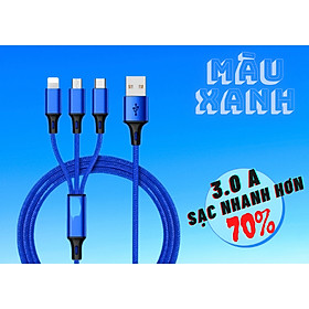 Mua  HOT HOT HOT   COMBO 2 Cáp Sạc 3 Đầu   Chiều Dài Cáp 1m2   Chất Liệu Vải Dù Chắc Chắn  Đầu Sạc Chống Gãy Gập . Có Thể Sạc 3 Thiết Bị Cùng Lúc.