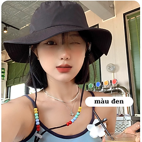 Mũ Bucket Dây Quai Đính Hạt Xinh Xắn JB15 Jussy Fashion Nón Vành Tròn Vải Dù Trượt Nước Có Lớp Lót Free Size
