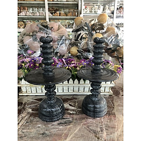 Mua Cặp chân đèn trang trí bàn thờ đá cẩm thạch vân đen - Cao 25 cm  30 cm và 40 cm