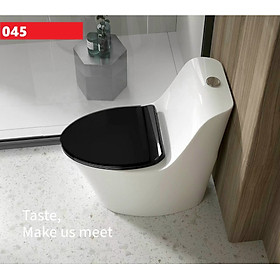 Mua FREESHIP Bồn Cầu Cao Cấp KANIN Nắp Đen Men Nung 3 Lớp Ở Nhiệt Độ 1280 Độ Xả Nước Xoáy Mạnh Nắp Hơi Rơi Êm