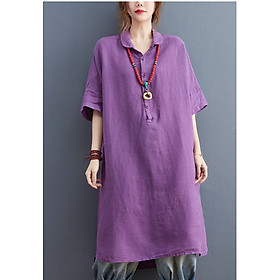 Đầm nữ dáng suông chất đũi mát mẻ, thiết kế đuôi tôm xẻ điệu, tiểu thư, nhẹ nhàng, Da208