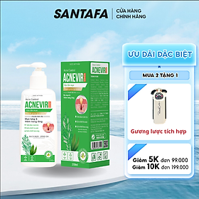 Sữa tắm mụn Acnevir Santafa - Làm sạch bụi bẩn, dầu nhờn trên da toàn thân, ngăn ngừa và cải thiện tình trạng mụn, viêm lỗ chân lông trên da - Chai 210ml