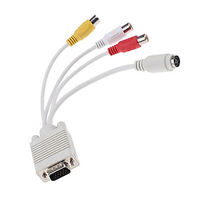 15 Pin VGA SVGA to 4 pin S-Video 3 RCA AV TV Out Cable Cord Adapter Converter for PC Laptop