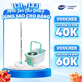 [Tặng Bông Lau] Bộ Lau Nhà MyJae Đài Loan Sợi Microfiber Xoay Siêu Tốc 360 Độ Thông Minh 129.5cm