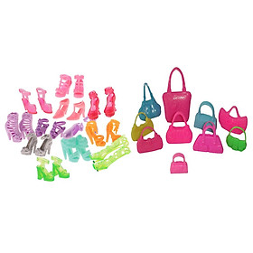 Lô 12 Đôi Giày Cao Gót Nữ + Tặng 10 Hnadbags Cho Búp Bê Barbie Đồ Chơi Trẻ Em Quà Tặng
