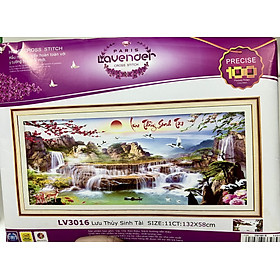 Mua Tranh thêu chữ thập Lưu thủy sinh tài LV3016  tranh thêu 3D  kích thước 132 x 58 cm