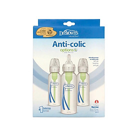 Combo 3 Bình sữa Dr.Brown's cổ thường tùy chọn 250ml nhựa PP