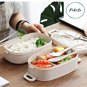 Mua Hộp Cơm 2 Tầng Lúa Mạch ( Kèm Muỗng   Đũa   Nỉa ) - Chính Hãng