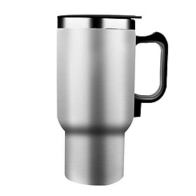 Car Thermos Cup 12.0V Electric Kettle Heating Cup Stainless Steel Insulated Bottle 450ml for Heating Coffee Tea Milk