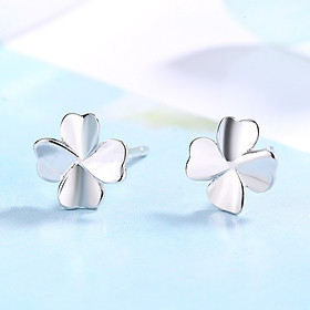 Khuyên tai nữ bạc hình cỏ 4 lá may mắn B2570 - Bảo Ngọc Jewelry