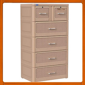 Tủ nhựa Tabi L Vân nâu 5 tầng 70*48*130cm Nguyên thùng chưa lắp