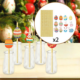24x Decorative Straws Party Decoration Drinking Straws for Easter Holiday
