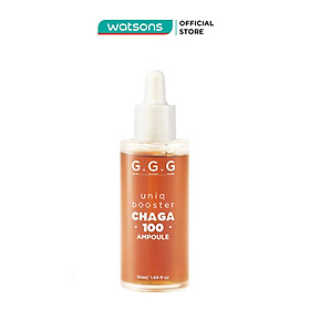 Tinh Chất GGG Uniq Booster Chaga 100 Ampoule Từ Nấm Chaga Phục Hồi, Làm Dịu & Cấp Ẩm 50ml