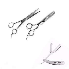 Bộ 2 Kéo Cắt Tỉa Tóc Tặng Kèm Dao Cạo CT1 Cao Cấp