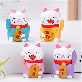 Mua Combo 04 mô hình mèo thần tài Maneki Mako dễ thương cho các bạn trang trí tiểu cảnh  móc chìa khóa  DIY