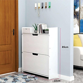Mua Tủ giày gỗ nhựa  tủ giày thông minh 2 tầng 2 lớp cánh trơn sáng bóng...tô thêm vẻ đẹp căn phòng bạn ( KT: 60X22X85)