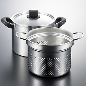 Mua Bộ nồi lửng 2in1 hấp/ luộc inox có tay cầm Tsubame ( 18cm & 22cm ) sử dụng được trên mọi loại bếp - Hàng nội địa Nhật Bản