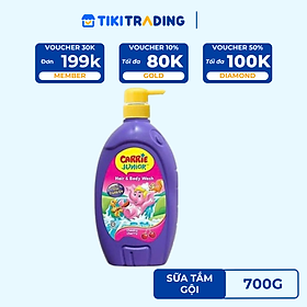 Chai Sữa Tắm Gội cho bé Carrie Junior hương trái cây thiên nhiên 700g - 3 mùi hương