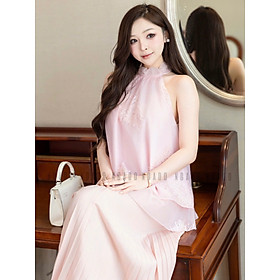 Áo yếm hồng thêu hoa NGADO , ào kiểu nữ , áo hở vai