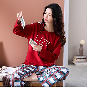 Đồ bộ mặc nhà dài tay vải COTTON 100% thông thoáng & thấm hút mồ hôi tốt, phong cách Hàn Quốc Hot Trend, giúp bạn tạo phong cách ngay cả khi ở nhà